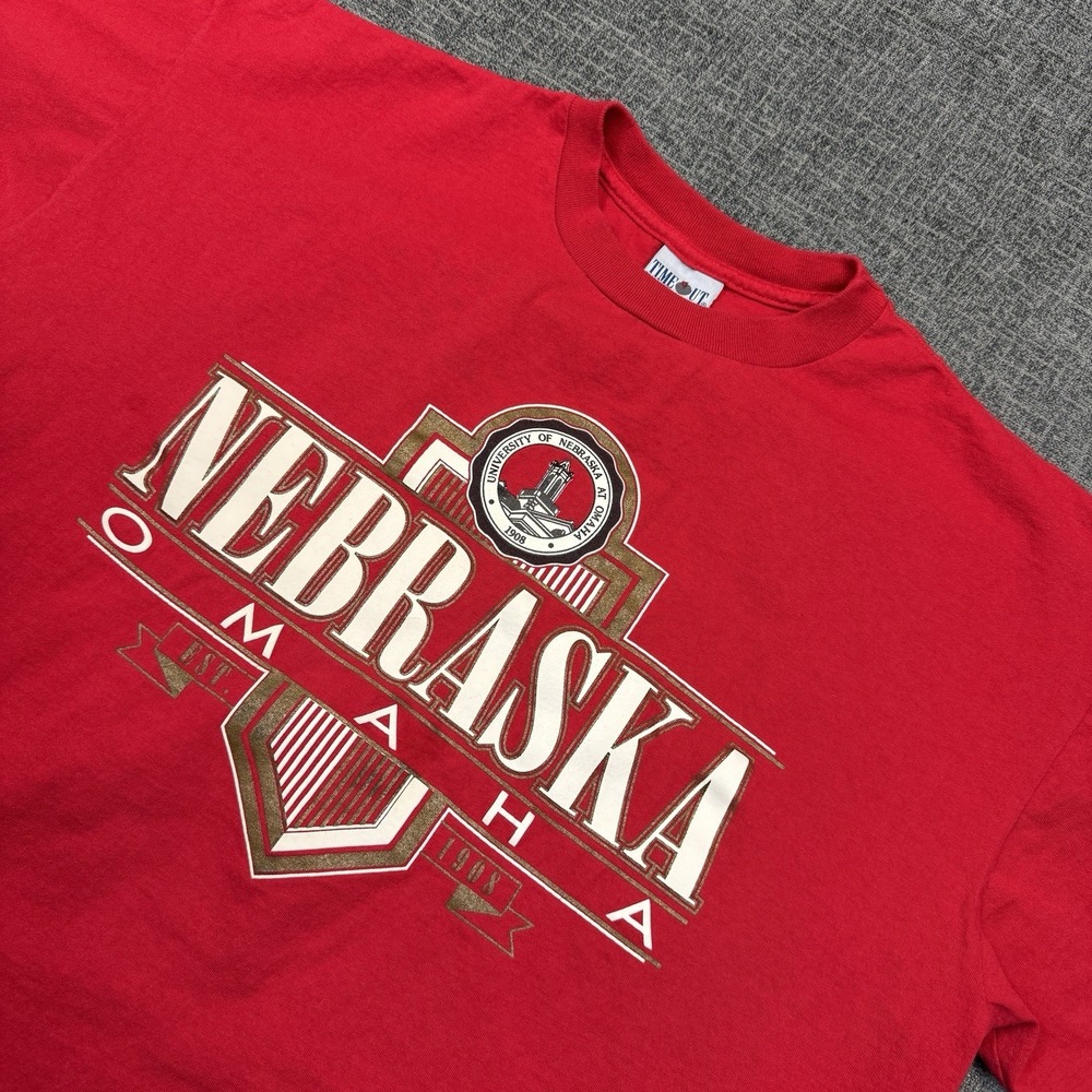 Vintage University of Nebraska Omaha UNO T Shirt Size XL Red‎ Made In USA